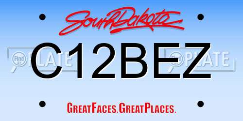 C12BEZ South Dakota License Plate