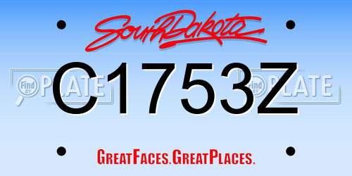 C1753Z South Dakota License Plate