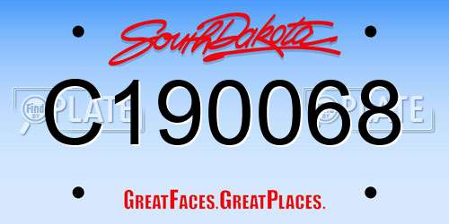 C190068 South Dakota License Plate