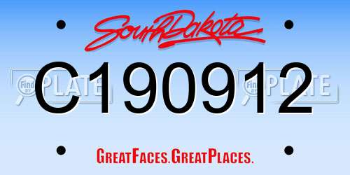 C190912 South Dakota License Plate