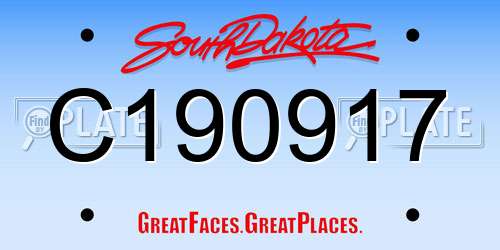C190917 South Dakota License Plate