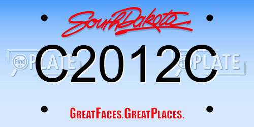 C2012C South Dakota License Plate