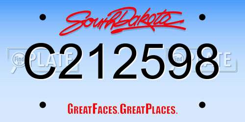 C212598 South Dakota License Plate