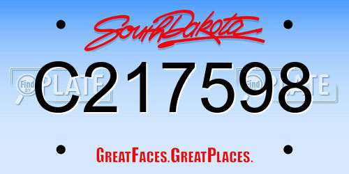 C217598 South Dakota License Plate