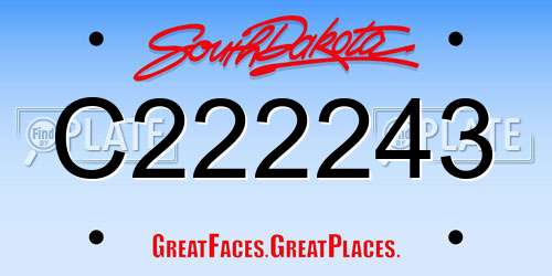 C222243 South Dakota License Plate