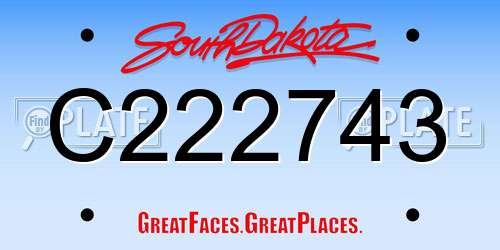 C222743 South Dakota License Plate