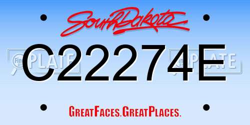 C22274E South Dakota License Plate