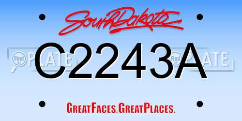 C2243A South Dakota License Plate