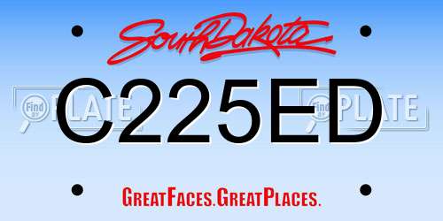 C225ED South Dakota License Plate