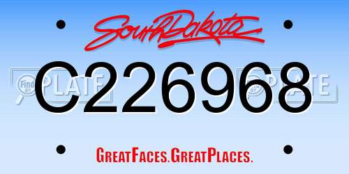C226968 South Dakota License Plate