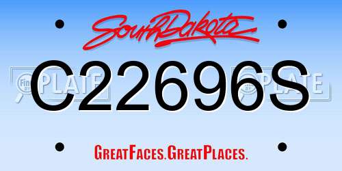 C22696S South Dakota License Plate
