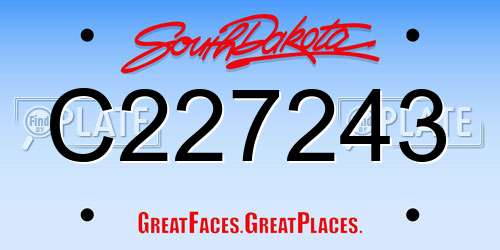 C227243 South Dakota License Plate