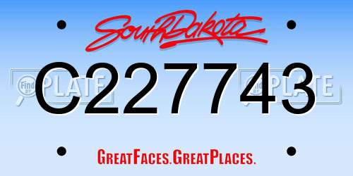 C227743 South Dakota License Plate