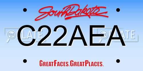 C22AEA South Dakota License Plate