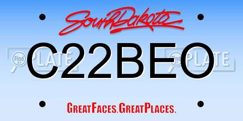 C22BEO South Dakota License Plate