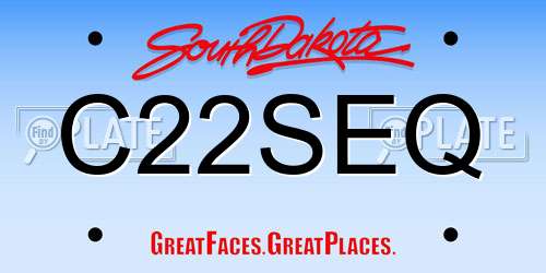 C22SEQ South Dakota License Plate