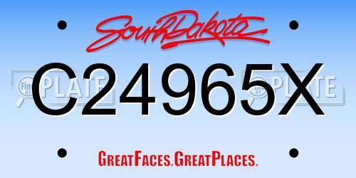 C24965X South Dakota License Plate