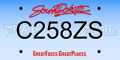 C258ZS South Dakota License Plate