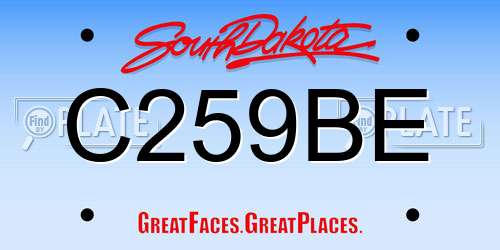 C259BE South Dakota License Plate