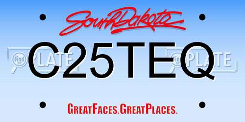 C25TEQ South Dakota License Plate