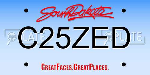 C25ZED South Dakota License Plate