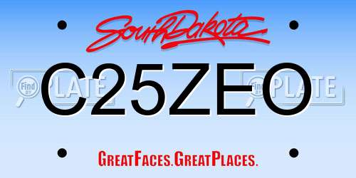 C25ZEO South Dakota License Plate