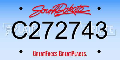 C272743 South Dakota License Plate