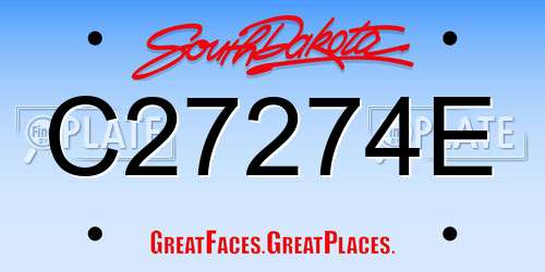 C27274E South Dakota License Plate