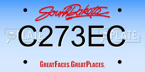 C273EC South Dakota License Plate