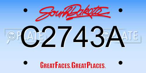 C2743A South Dakota License Plate
