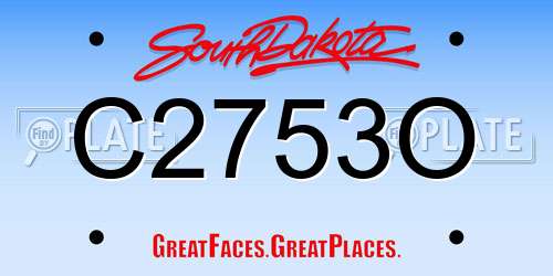 C2753O South Dakota License Plate