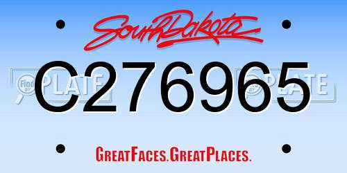 C276965 South Dakota License Plate