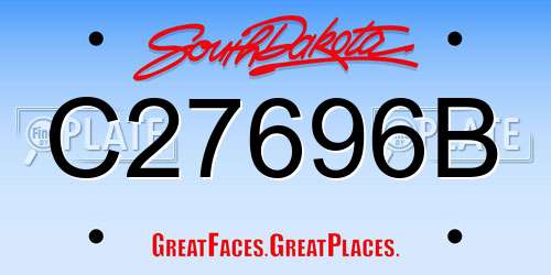 C27696B South Dakota License Plate