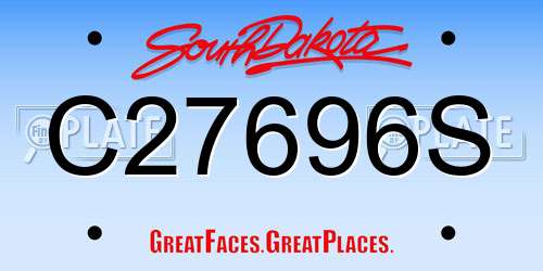 C27696S South Dakota License Plate