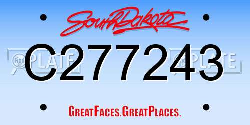 C277243 South Dakota License Plate