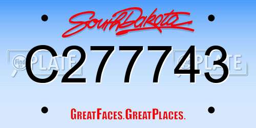 C277743 South Dakota License Plate