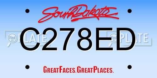 C278ED South Dakota License Plate