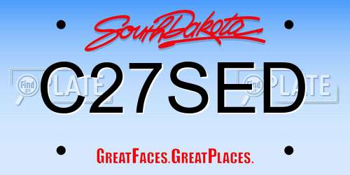 C27SED South Dakota License Plate