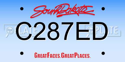 C287ED South Dakota License Plate
