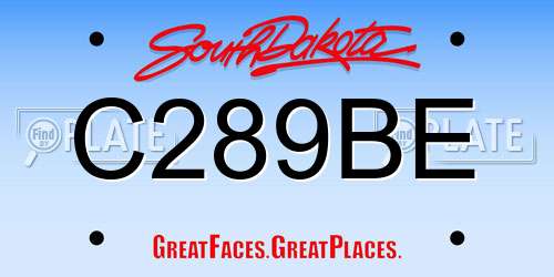 C289BE South Dakota License Plate