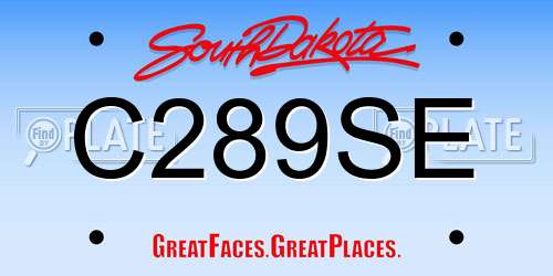 C289SE South Dakota License Plate