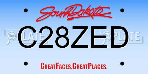 C28ZED South Dakota License Plate