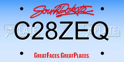 C28ZEQ South Dakota License Plate