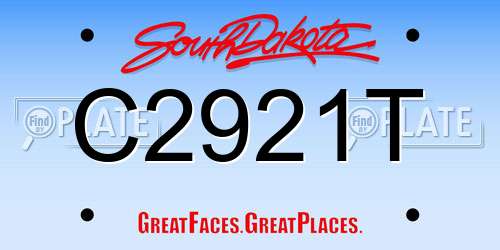 C2921T South Dakota License Plate