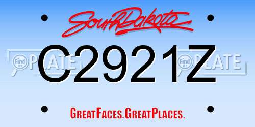 C2921Z South Dakota License Plate