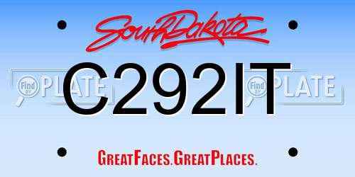 C292IT South Dakota License Plate