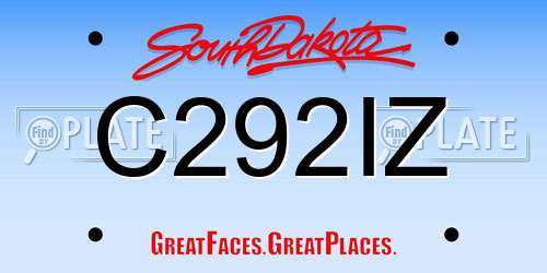 C292IZ South Dakota License Plate