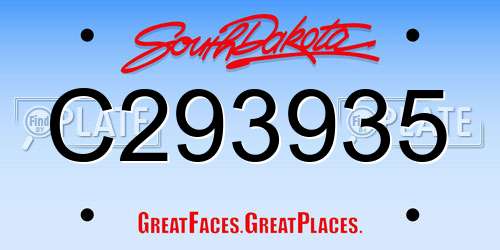 C293935 South Dakota License Plate