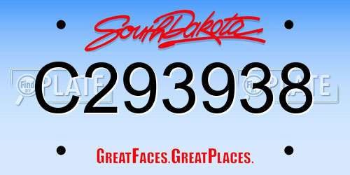 C293938 South Dakota License Plate