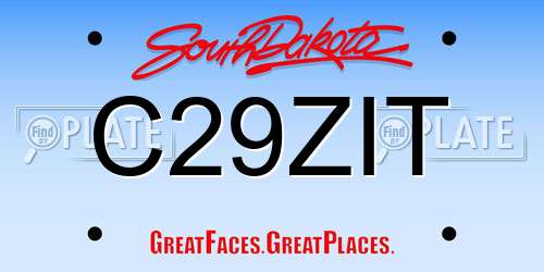 C29ZIT South Dakota License Plate